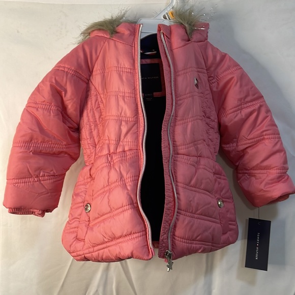 Tommy Hilfiger Baby Girls Long Puffer with Faux Fur Hood - Picture 11 of 12